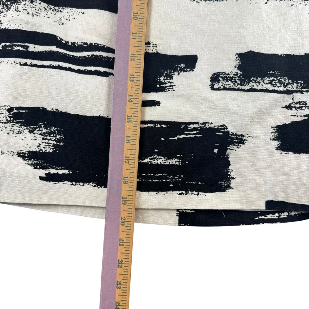 Ann Taylor Black White Abstract Brushstroke Mini Skirt Cotton Blend Size 14